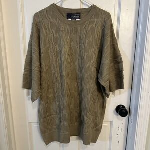 Clench Jeans Vintage Sweater XL Men's Cosby 90s 3D Coogi Textured Y2K Tan Bronze